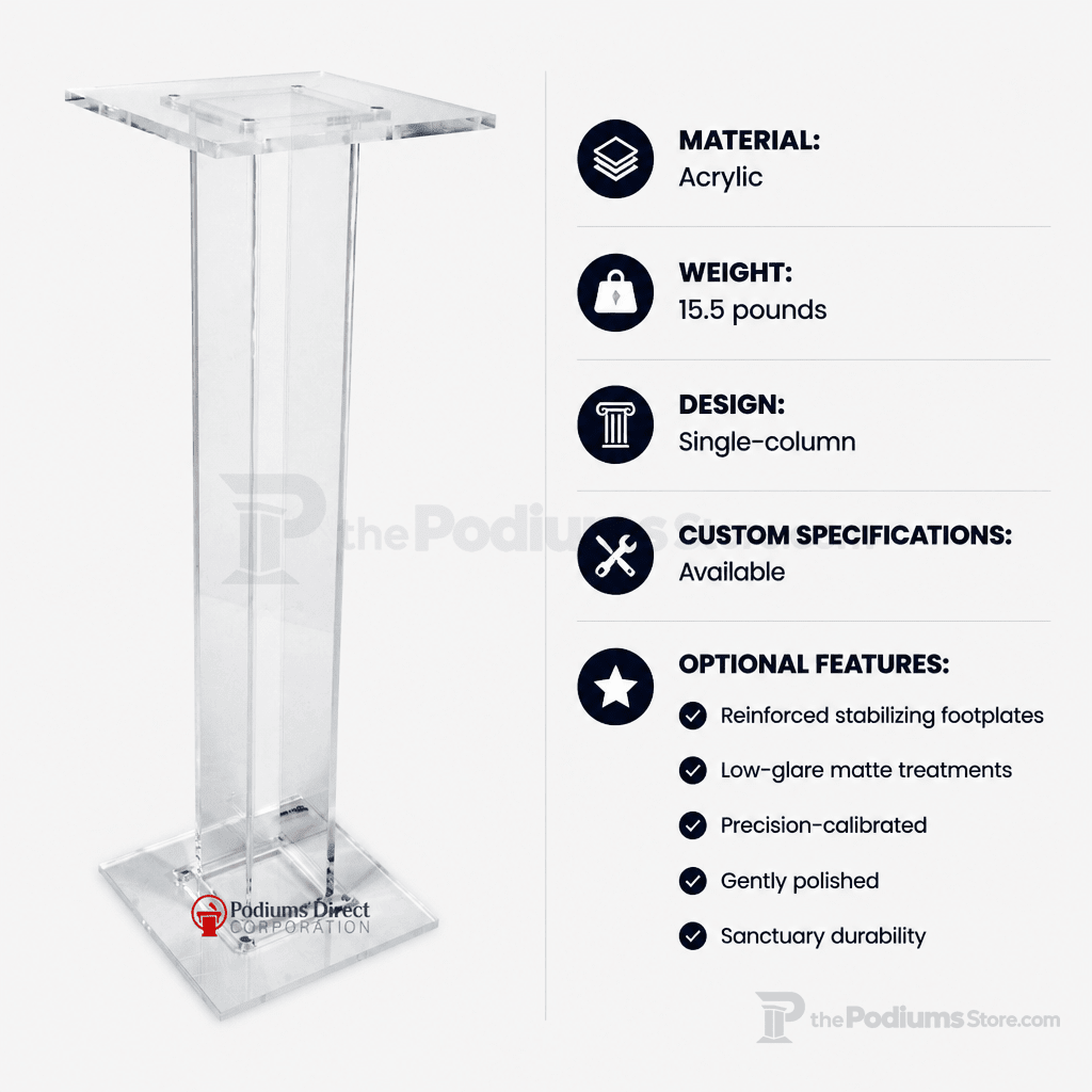 Single-Column Acrylic Church Water Stand Church Water Stand NSTAND3 - thePodiumsStore