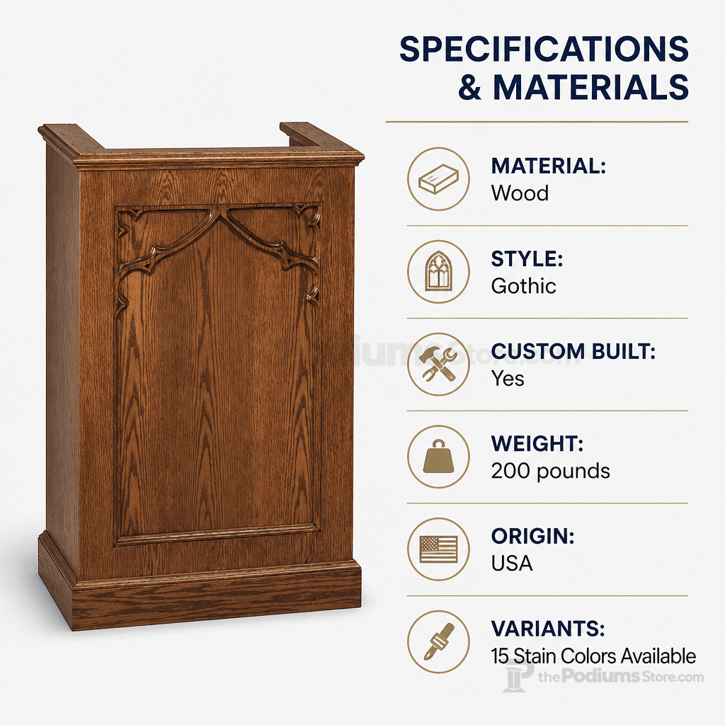 Single-Panel Wood Church Pulpit (PS-201) Church Wood Pulpit NO 201 Light Oak 35 - thePodiumsStore