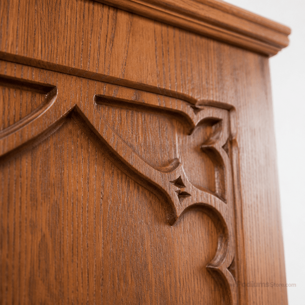 Single-Panel Wood Church Pulpit (PS-201) Church Wood Pulpit NO 201 Light Oak 35 - thePodiumsStore