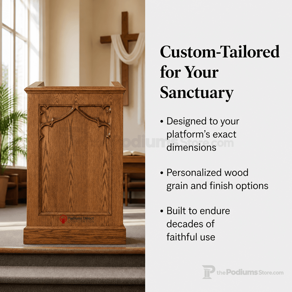 Single-Panel Wood Church Pulpit (PS-201) Church Wood Pulpit NO 201 Light Oak 35 - thePodiumsStore