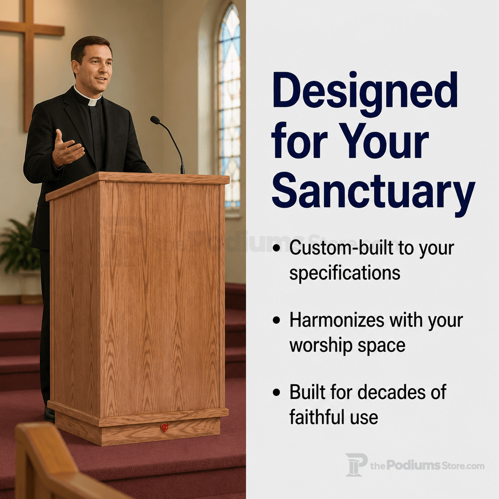 Single-Panel Wood Church Pulpit (PS-401) Church Wood Pulpit NO 401 Light Oak 35 No Cross - thePodiumsStore