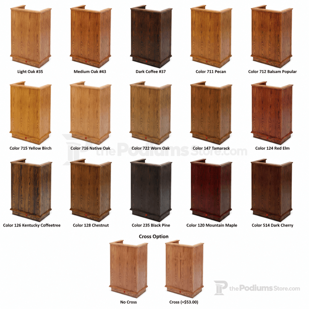 Single-Panel Wood Church Pulpit (PS-401) Church Wood Pulpit NO 401 Light Oak 35 No Cross - thePodiumsStore