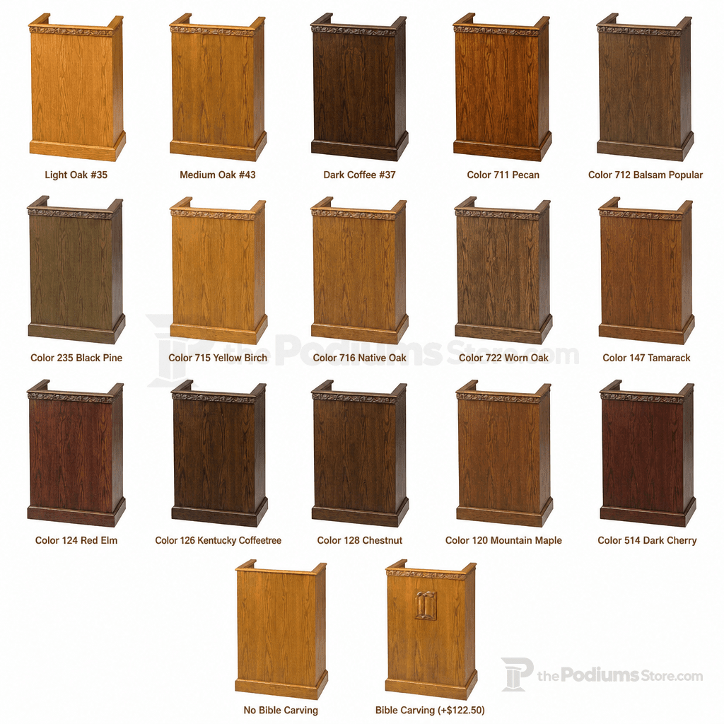 Single-Panel Wood Church Pulpit (PS-501) Church Wood Pulpit NO. 501 Light Oak 35 No Bible Carving - thePodiumsStore