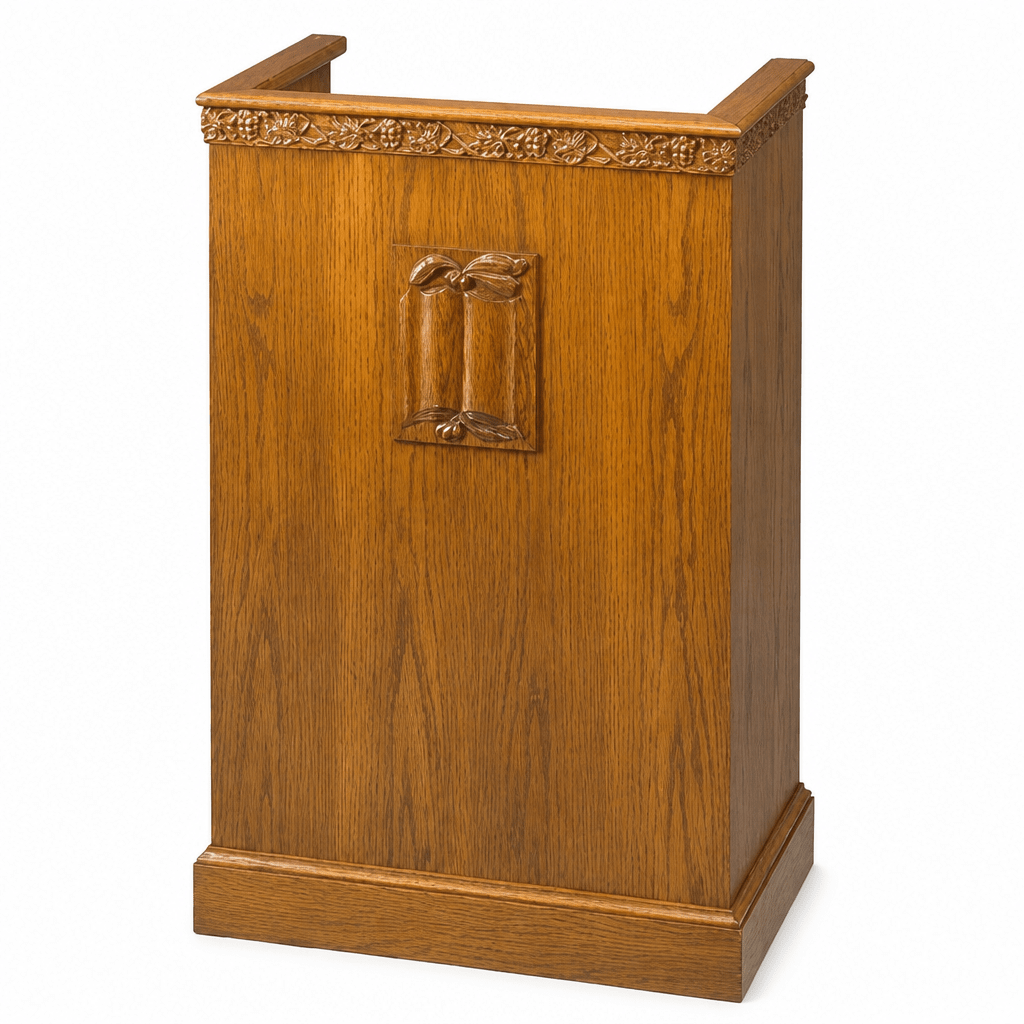 Single-Panel Wood Church Pulpit (PS-501) Church Wood Pulpit NO. 501 Light Oak 35 No Bible Carving - thePodiumsStore