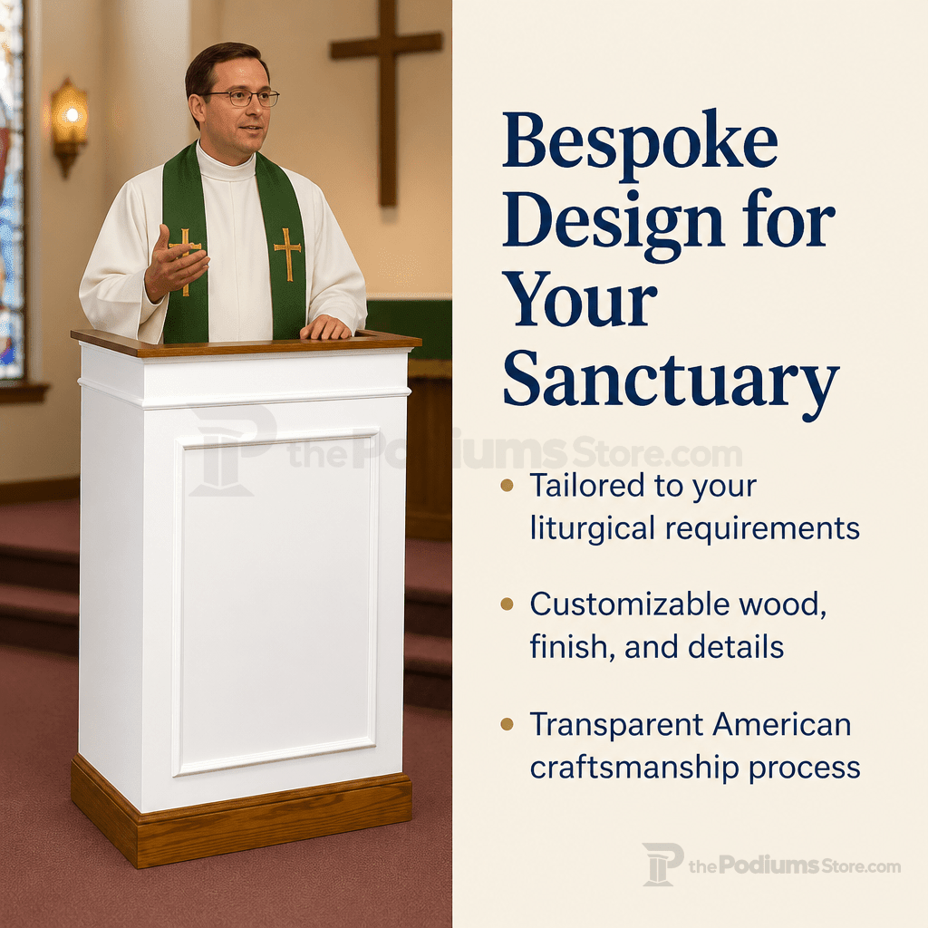 Single-Panel Wood Church Pulpit (PS-811) Church Wood Pulpit NO. 811 Light Oak 35 - thePodiumsStore