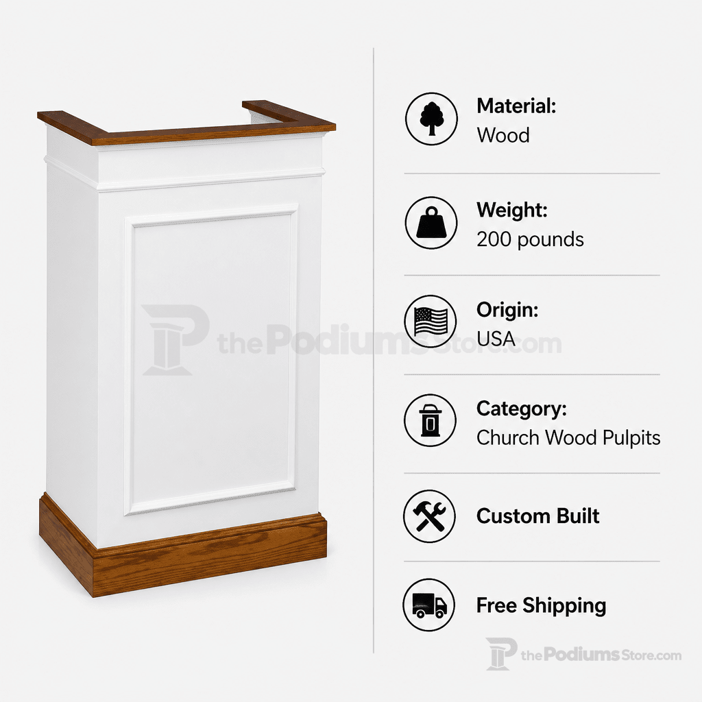 Single-Panel Wood Church Pulpit (PS-811) Church Wood Pulpit NO. 811 Light Oak 35 - thePodiumsStore