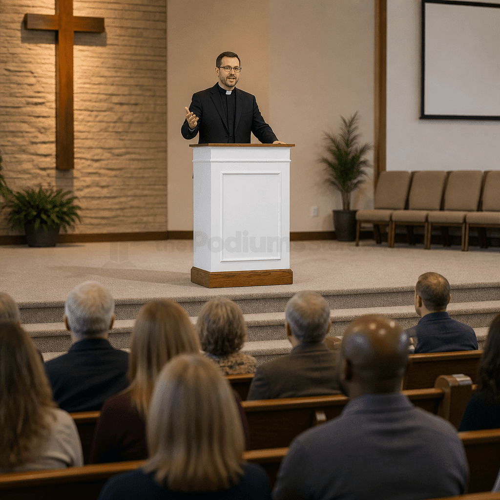 Single-Panel Wood Church Pulpit (PS-811) Church Wood Pulpit NO. 811 Light Oak 35 - thePodiumsStore