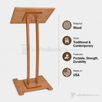 Solid Oak Portable Presentation Lectern (PS-KLWCOAK) Portable Lectern KLWCOAK - thePodiumsStore