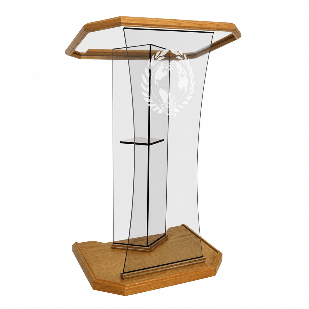 Speaker Glass Church Pulpit (PS-NC2S) Glass Pulpit NC2S Black Lacquer - thePodiumsStore