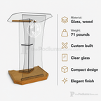 Speaker Glass Church Pulpit (PS-NC2S) Glass Pulpit NC2S Black Lacquer - thePodiumsStore