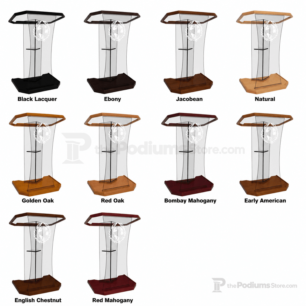 Speaker Glass Church Pulpit (PS-NC2S) Glass Pulpit NC2S Black Lacquer - thePodiumsStore