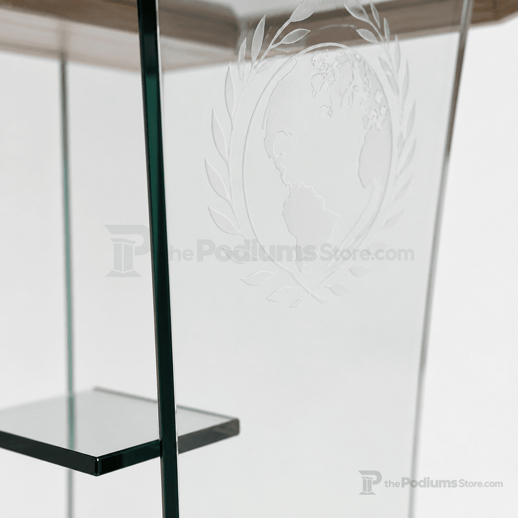 Speaker Glass Church Pulpit (PS-NC2S) Glass Pulpit NC2S Black Lacquer - thePodiumsStore