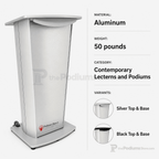 Standard Aluminum Lectern — Contemporary (PS-VH1) Aluminum Lectern 1ALVH1S Silver Top & Base - thePodiumsStore