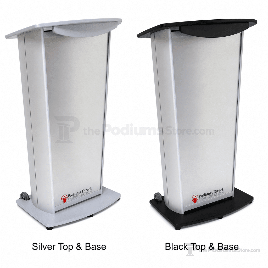 Standard Aluminum Lectern — Contemporary (PS-VH1) Aluminum Lectern 1ALVH1S Silver Top & Base - thePodiumsStore