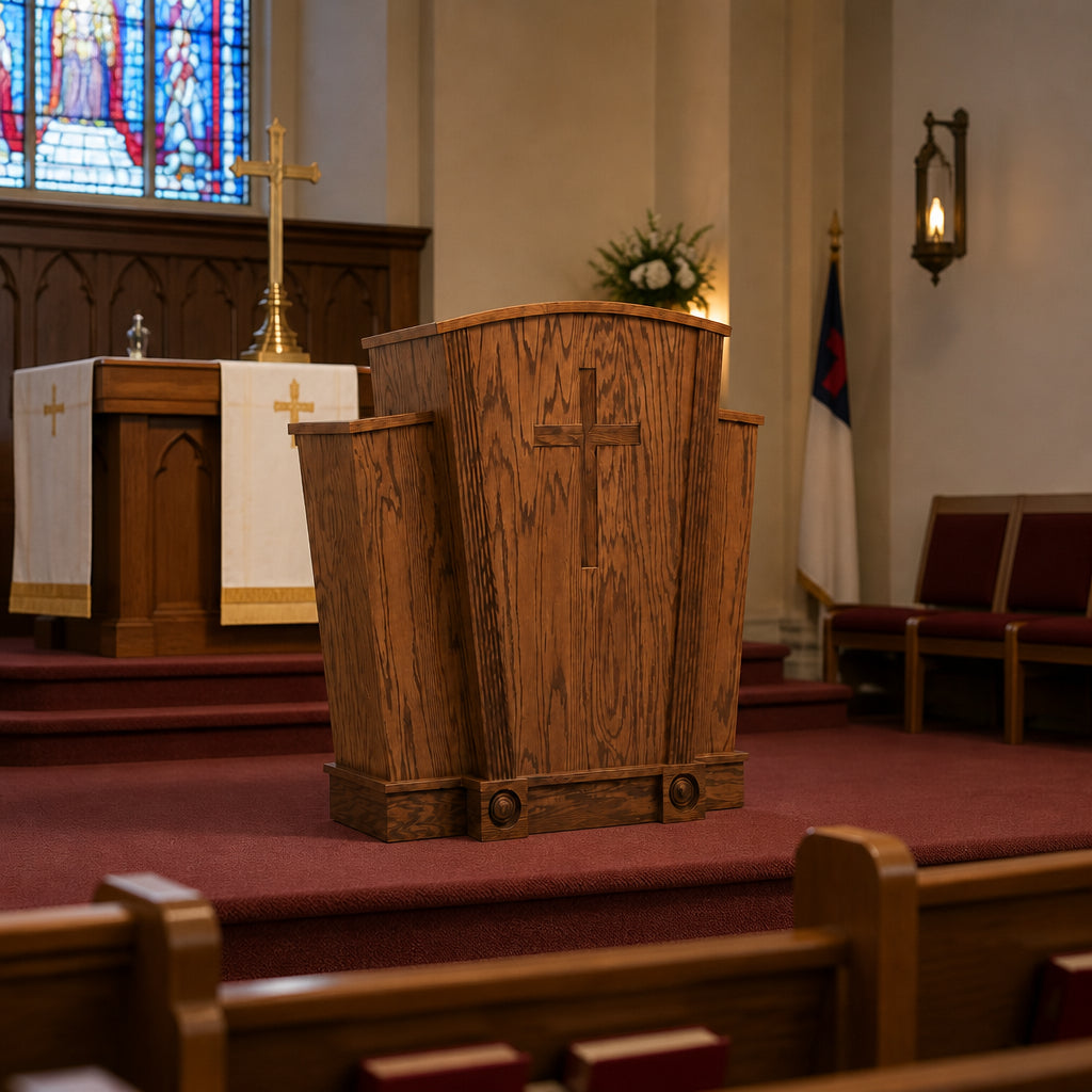 Church Wood Pulpit Victory Style with Fluting 310 - FREE SHIPPING! · Pulpit in real-world church setting