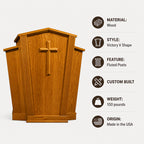 Church Wood Pulpit Victory Style V Shape with Fluting 300 - FREE SHIPPING! · Specifications infographic with key details