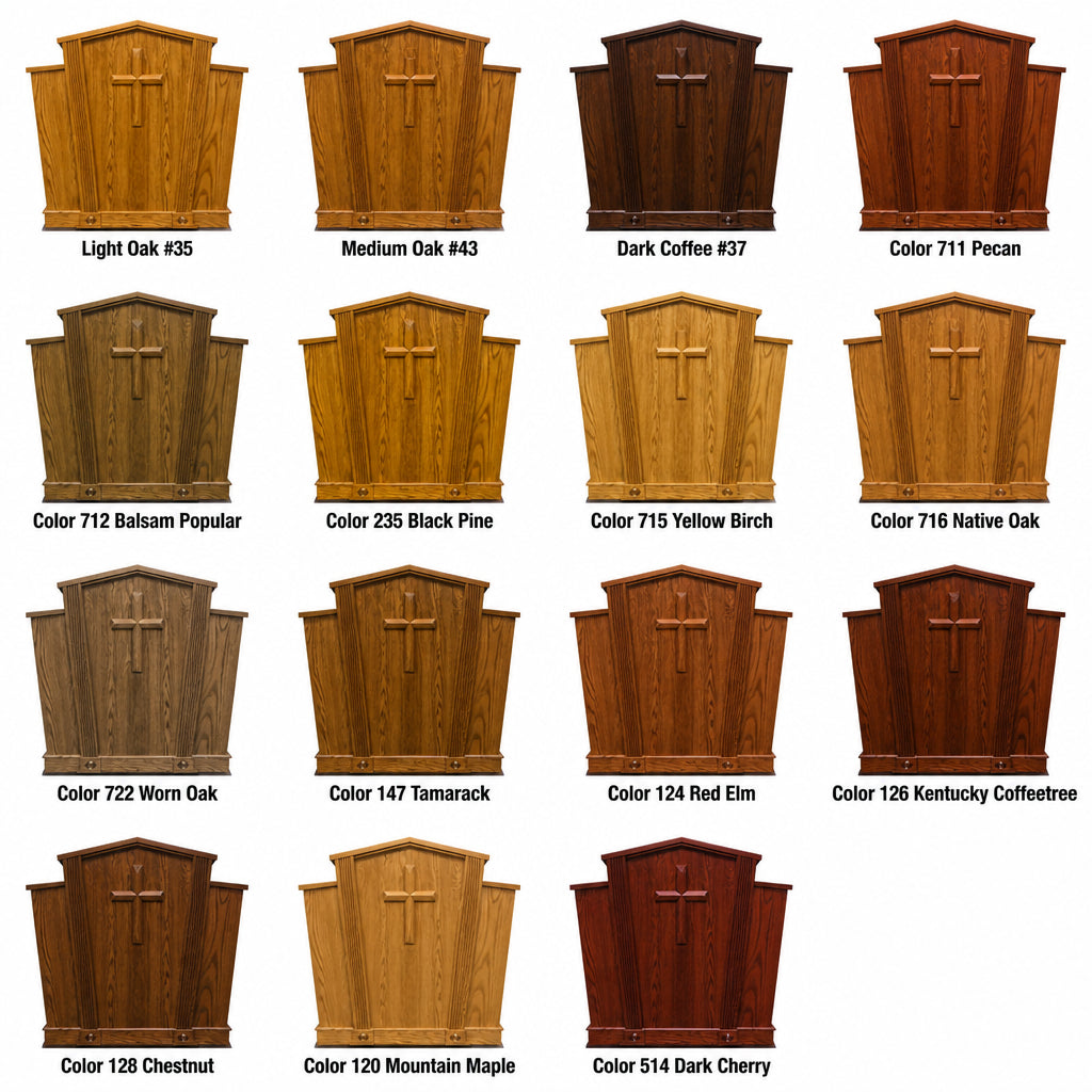 Church Wood Pulpit Victory Style V Shape with Fluting 300 - FREE SHIPPING! · All stain color variants grid