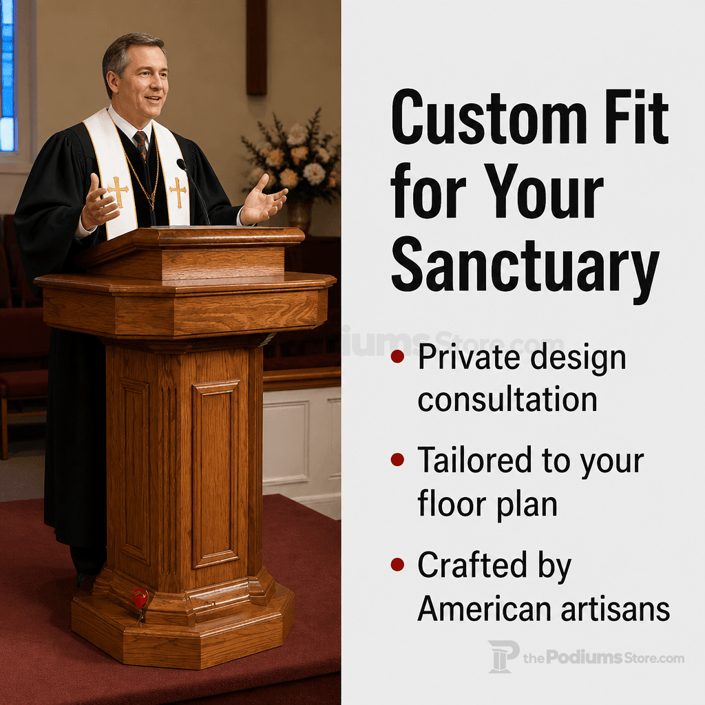 Tiered Pedestal Wood Church Pulpit (PS-TSP-180) Church Wood Pulpit TSP-180 Light Oak 35 - thePodiumsStore