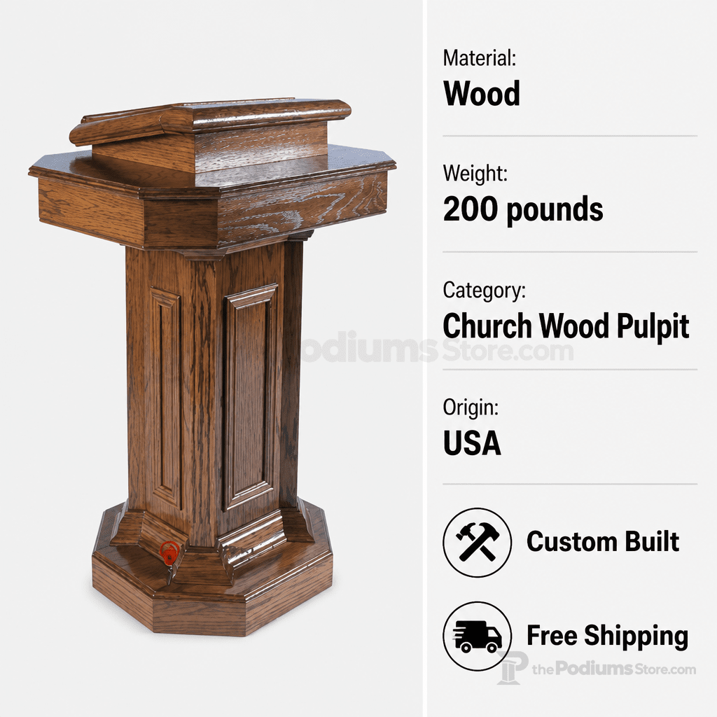 Tiered Pedestal Wood Church Pulpit (PS-TSP-180) Church Wood Pulpit TSP-180 Light Oak 35 - thePodiumsStore