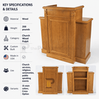 Tiered Wood Church Pulpit (PS-TWP-105) Church Wood Pulpit TWP-105 Light Oak 35 No Cross - thePodiumsStore