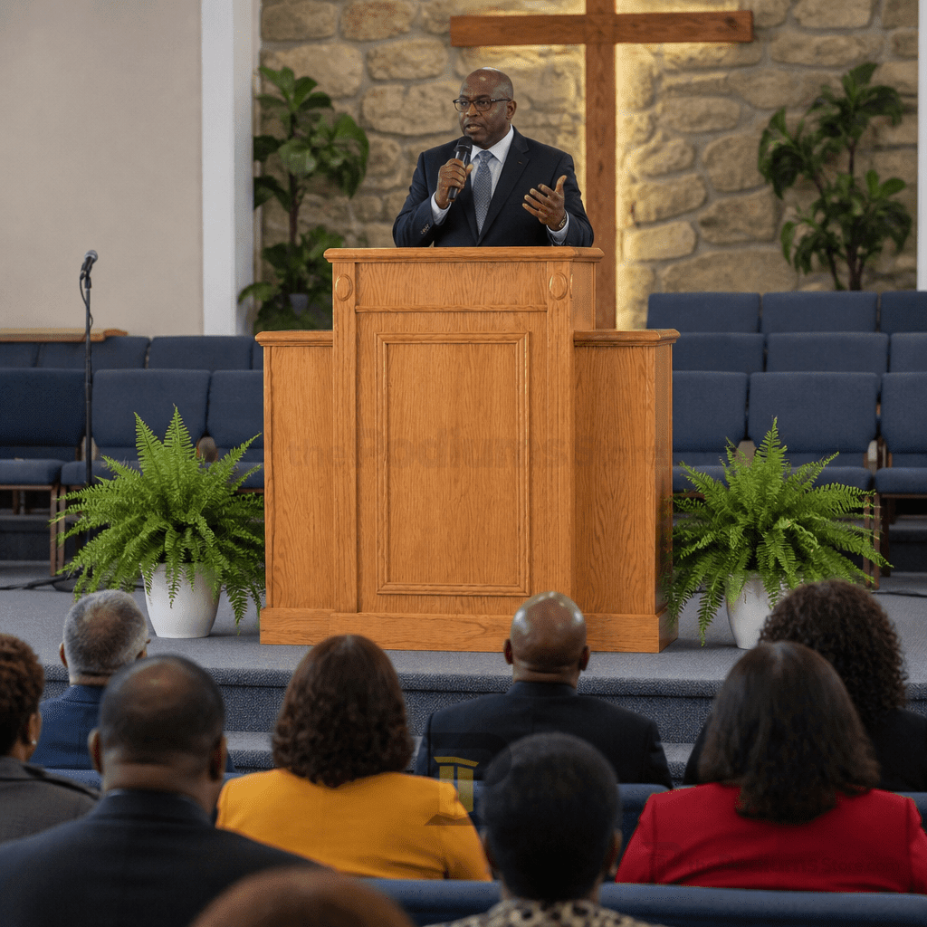 Tiered Wood Church Pulpit (PS-TWP-105) Church Wood Pulpit TWP-105 Light Oak 35 No Cross - thePodiumsStore