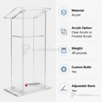 Traditional Acrylic Lectern (PS-SN3075) Acrylic Lectern LECTKD Clear Acrylic - thePodiumsStore