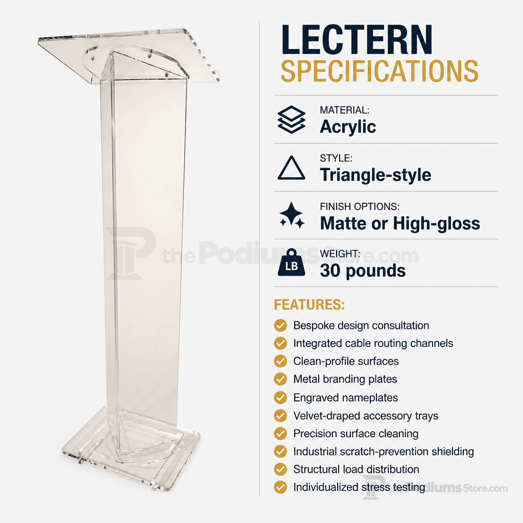 Triangle-Style Acrylic Lectern (PS-NSL27C) Acrylic Lectern NSL27C - thePodiumsStore