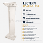 Triangle-Style Acrylic Lectern (PS-NSL27C) Acrylic Lectern NSL27C - thePodiumsStore