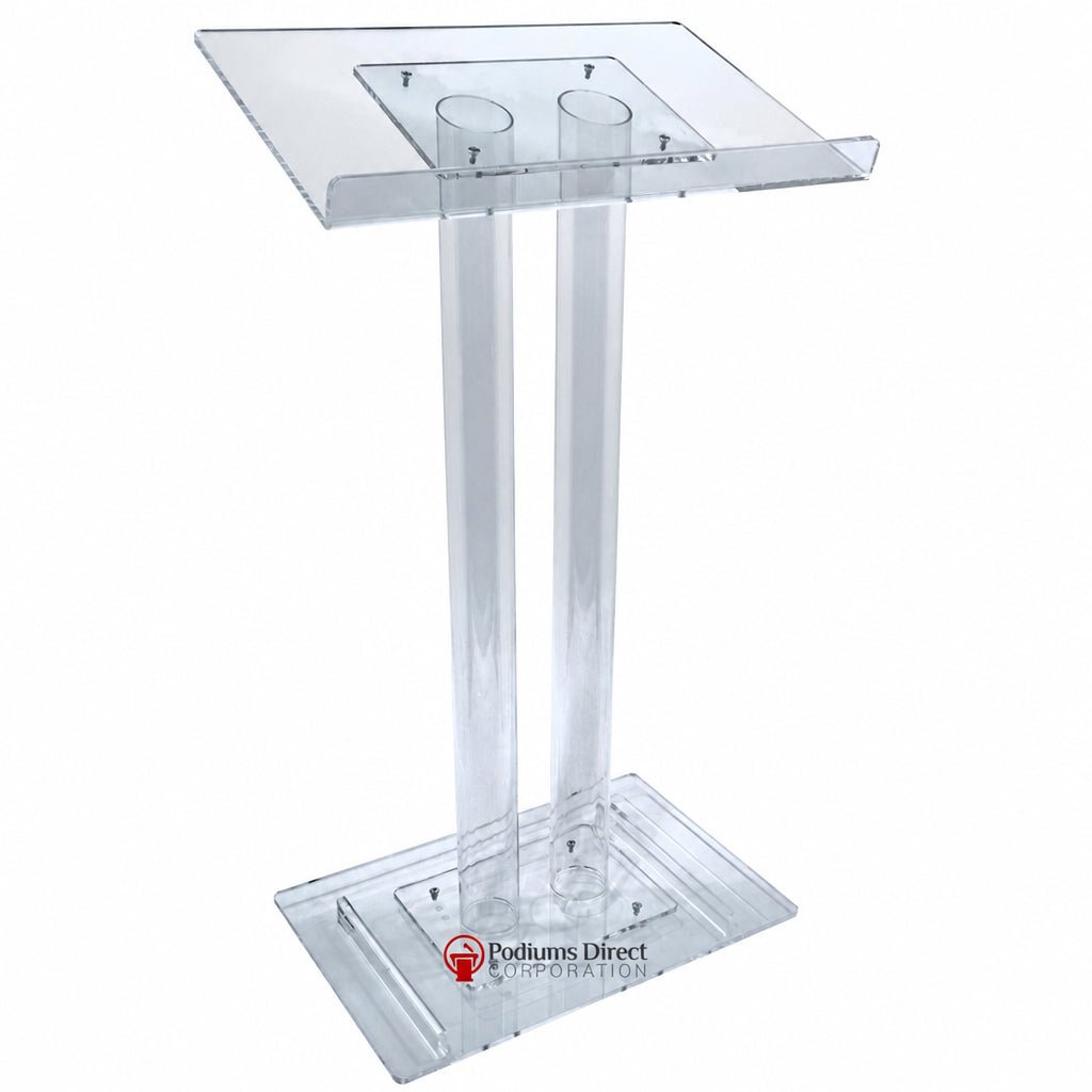 Two-Column Acrylic Lectern — Clear Acrylic Lectern NSKLDBC - thePodiumsStore