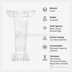 Vail Clear Acrylic Lectern Acrylic Lectern KLVT - thePodiumsStore