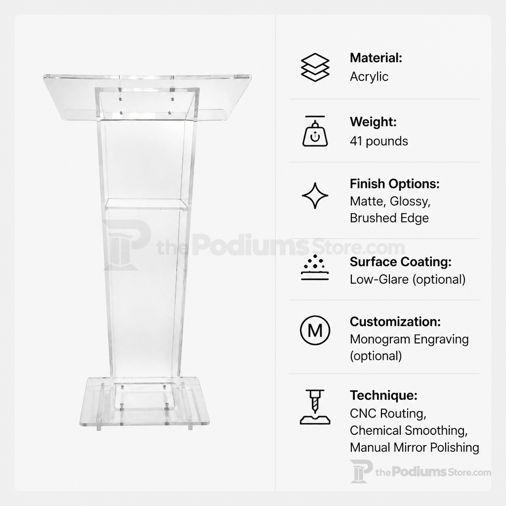 Vail Clear Acrylic Lectern Acrylic Lectern KLVT - thePodiumsStore