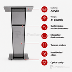 Vail Gray Acrylic Lectern Acrylic Lectern KLVTG - thePodiumsStore