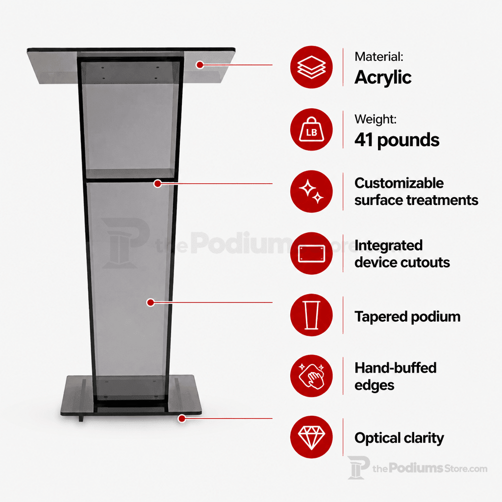 Vail Gray Acrylic Lectern Acrylic Lectern KLVTG - thePodiumsStore