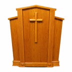 Victory V-Shape Fluted Wood Church Pulpit (PS-300) Church Wood Pulpit 300 Light Oak #35 - thePodiumsStore