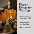 Victory V-Shape Fluted Wood Church Pulpit (PS-300) Church Wood Pulpit 300 Light Oak #35 - thePodiumsStore
