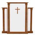White Cross & Scrollwork Wood Church Pulpit (PS-PD900-W) Church Wood Pulpit 900W Light Oak 35 - thePodiumsStore