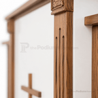 White Cross & Scrollwork Wood Church Pulpit (PS-PD900-W) Church Wood Pulpit 900W Light Oak 35 - thePodiumsStore