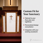 White Cross & Scrollwork Wood Church Pulpit (PS-PD900-W) Church Wood Pulpit 900W Light Oak 35 - thePodiumsStore