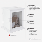 White Tithe & Prayer Box with Acrylic Window Tithe & Prayer Box FDGWCBWHT - thePodiumsStore