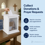 White Tithe & Prayer Box with Acrylic Window Tithe & Prayer Box FDGWCBWHT - thePodiumsStore