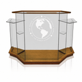 Winged Curved Glass Church Pulpit (PS-NC8WC) Glass Pulpit NC8WC Black Lacquer - thePodiumsStore