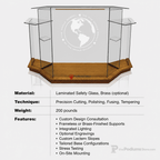 Winged Curved Glass Church Pulpit (PS-NC8WC) Glass Pulpit NC8WC Black Lacquer - thePodiumsStore