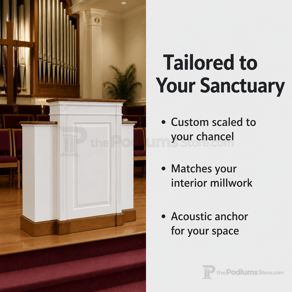 Winged Fluted Wood Church Pulpit (PS-820W) Church Wood Pulpit NO. 820W Light Oak 35 No White - thePodiumsStore