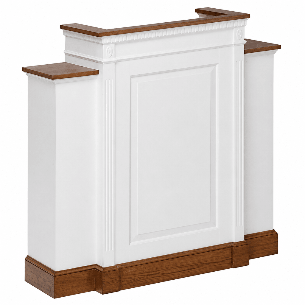 Winged Fluted Wood Church Pulpit (PS-820W) Church Wood Pulpit NO. 820W Light Oak 35 No White - thePodiumsStore