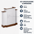 Winged Fluted Wood Church Pulpit (PS-820W) Church Wood Pulpit NO. 820W Light Oak 35 No White - thePodiumsStore