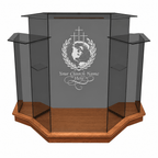 Winged Glass Church Pulpit (PS-NC1) Glass Pulpit NC1 Black Lacquer - thePodiumsStore
