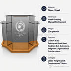 Winged Glass Church Pulpit (PS-NC1) Glass Pulpit NC1 Black Lacquer - thePodiumsStore