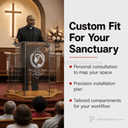 Winged Glass Church Pulpit (PS-NC1) Glass Pulpit NC1 Black Lacquer - thePodiumsStore