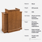 Winged Scrollwork Wood Church Pulpit (PS-500W) Church Wood Pulpit NO 500W Light Oak 35 - thePodiumsStore