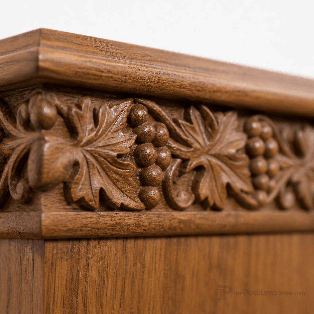 Winged Scrollwork Wood Church Pulpit (PS-500W) Church Wood Pulpit NO 500W Light Oak 35 - thePodiumsStore